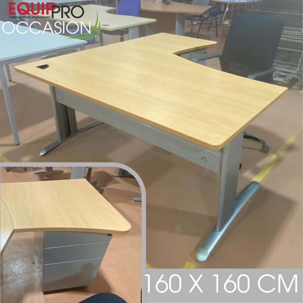 Bureau + caisson occasion 160x160 retour droite ou gauche