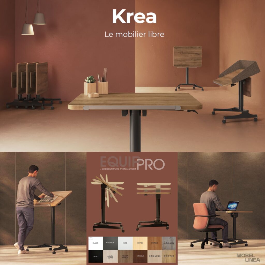 Table rabattable hauteur réglable avec plateau inclinable sur roulettes chez Equip'Pro à Montceau-les-Mines (71300)