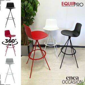 Tabouret haut pivotant occasion Enea gamme Lottus noir blanc ou rouge pour accueil professionnel à Montceau-les-Mines (71300)