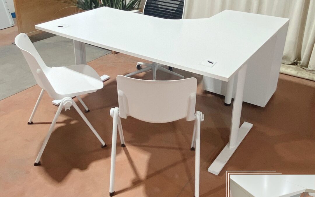 Bureau d’angle occasion + caisson