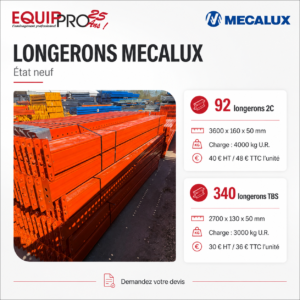 Longerons Mecalux état neuf pour rayonnage à palettes chez Equip'Pro à Montceau-les-Mines (71300)