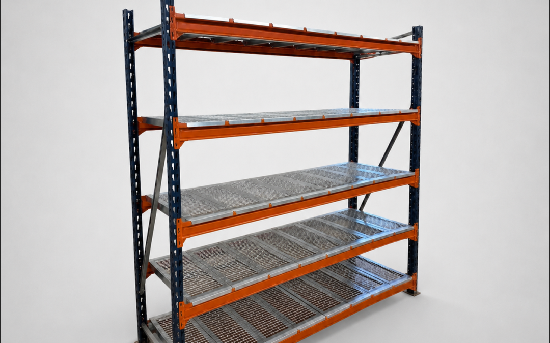 Rayonnage mi-lourd Mecalux avec plancher métallique